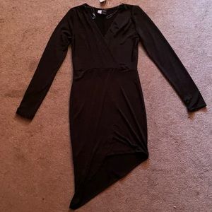 Black, Long-Sleeve, Asymmetrical Dress. Size: M.